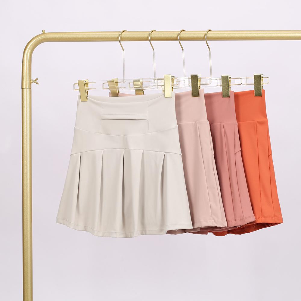 LULU Women's Solid-Color High-Waisted Yoga Skirt, Casual Slim-Fit Yoga Skirt, Spring/Summer Workout Wear, Includes Anti-Slip Underpants