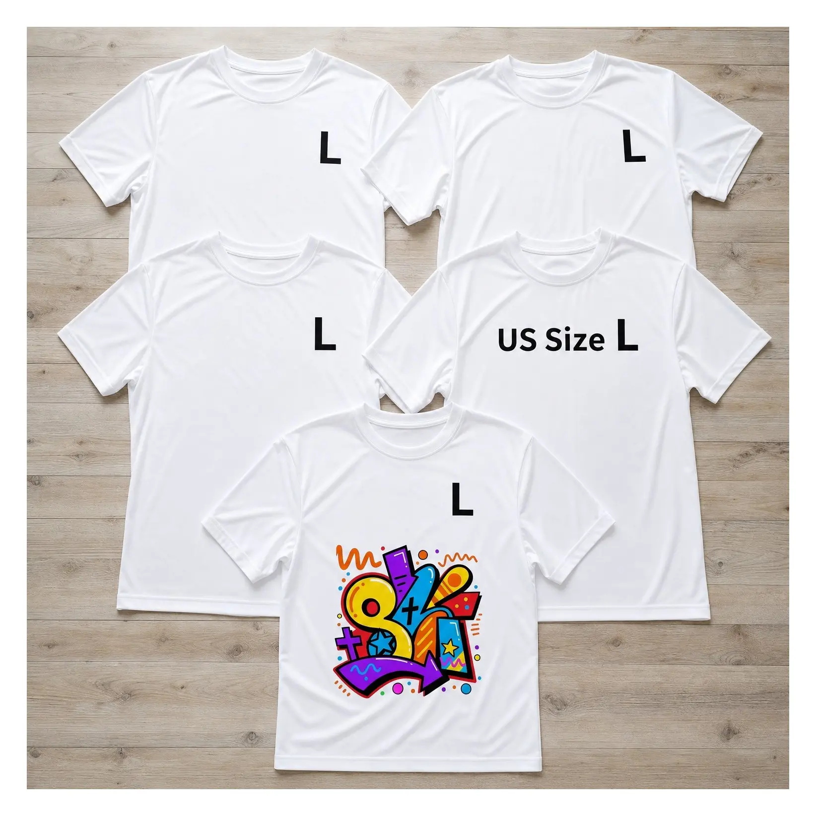 5 Pack White Polyester Sublimation Blank T-Shirts, Bulk Wholesale Unisex Adult Crew Neck Short Sleeve Tees for HTV, Vinyl, Embroidery, Graffiti, DIY, Teams & EventsGift