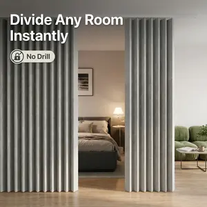 No-Drill Privacy Curtain for Renters, Easy Install Temporary Wall, Half-Light Blocking, Ideal for Apartments, Dorms, Bedrooms