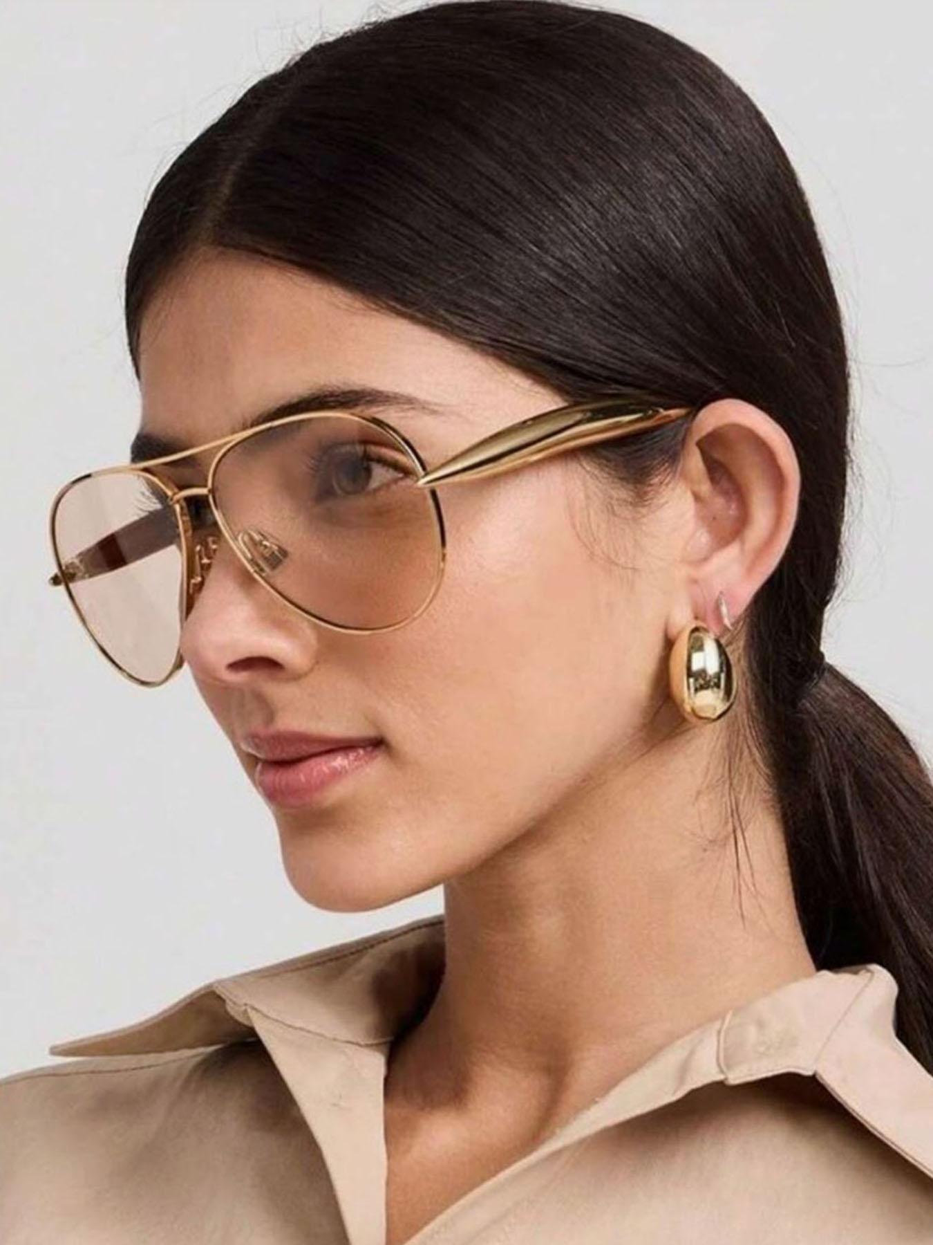 Retro Aviator Sunglasses, Trendy Street Style Glasses for Outdoor Sports, UV Protection Glasses for Beach Parties, Trendy Vintage Sunglasses