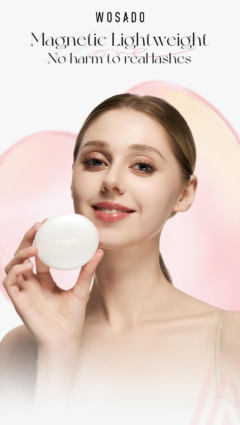 Wosado Soft Magnetic Extended-Band Eyelashes Set with All-in-One Applicator Kit, Reusable, No Glue, Waterproof Lashes, Makeup Lash Extensions Cosmetic