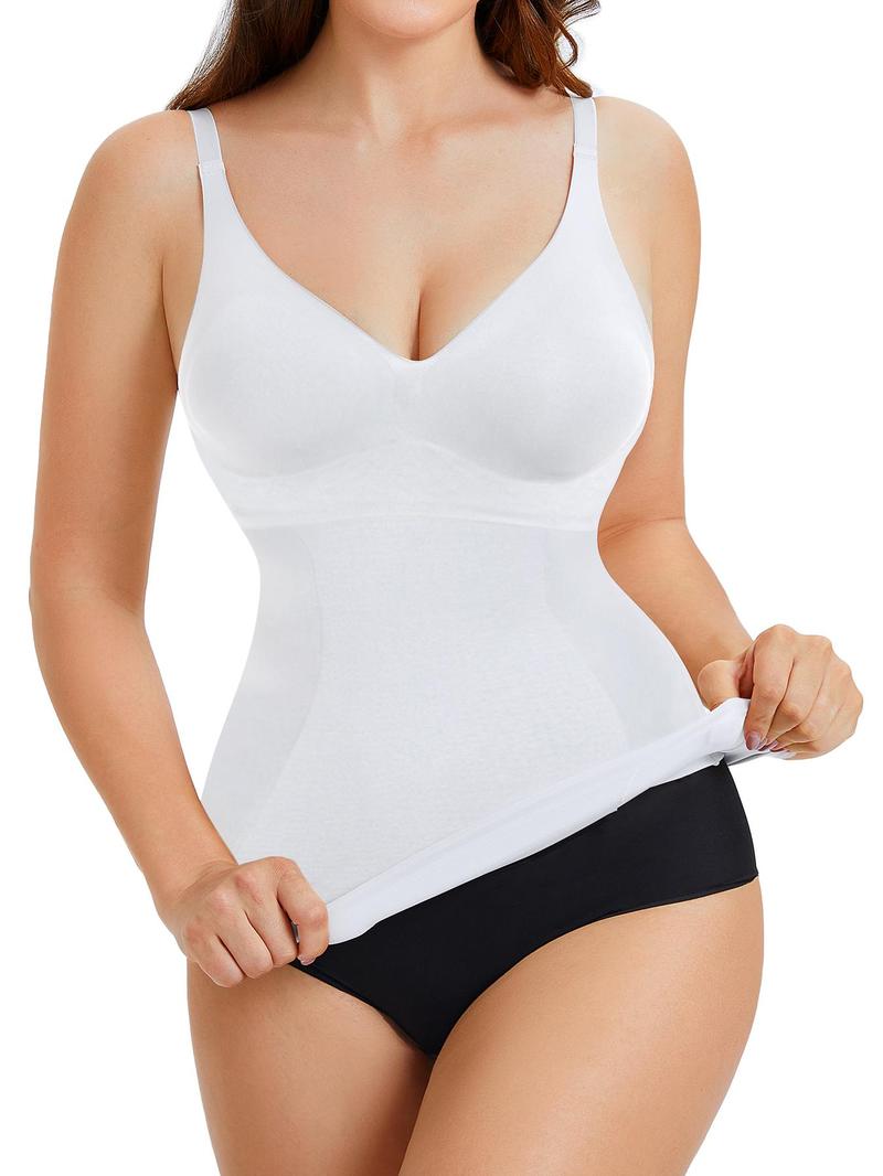 Women's Minimalist Solid Adjustable Strap Shapewear Cami Top, Spring Basic Compression Tank Top for Lady, Seamless Comfort Shapewear Tummy Control Top for Daily Wear, Womenswear Underwear, Fall Wear 2024, Tops for Women, Seamless Body Shaper