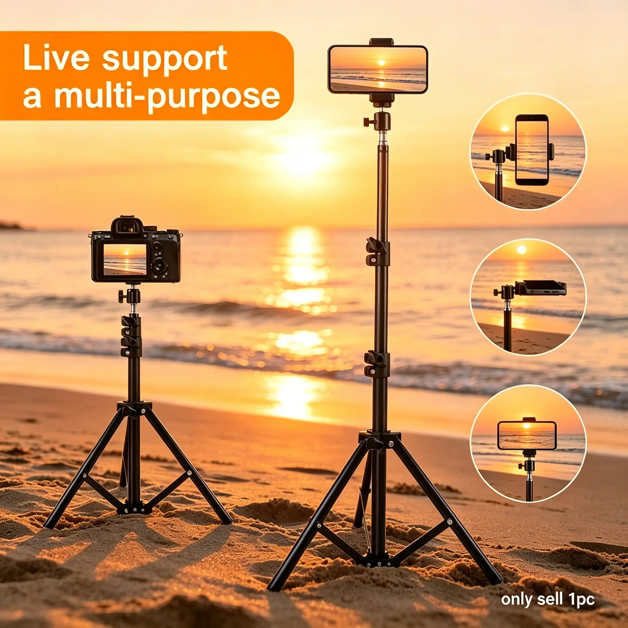 Professional 110cm Photography Tripod Kit, Quick Lock Extendable Metal Legs, Rotatable Ball Head, Compatible with Dslr, Phone, Ring Light, Streaming