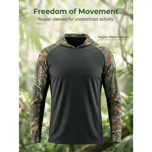 1pc Outdoor Camouflage Color-Block Floral Pattern Hooded Casual T-Shirt, Suitable Outdoor Activities Such as Camping, Fishing, and Hiking