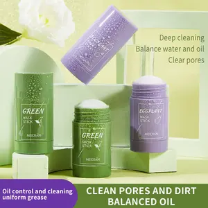 Solid Green Tea Mud Mask Stick, Deep Cleansing Moisturizing Smear-On Mud Mask, Pore Tightening Facial Mask for Oil Control & Skin Refining