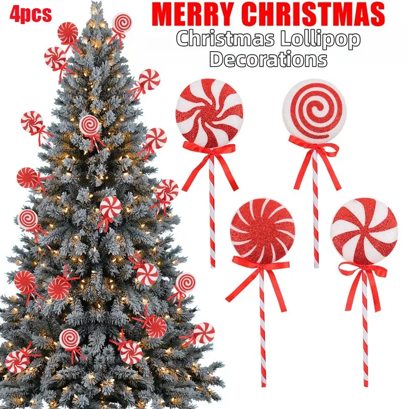 New Colorful Christmas Lollipop Decorations, Creative Holiday Large Lollipop Candy Tree Decoration, Festive Party Props