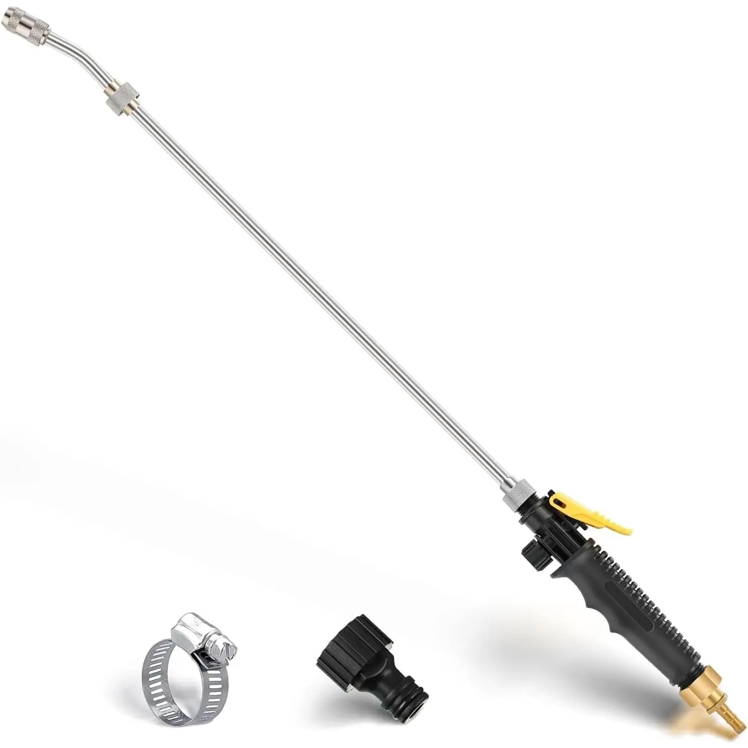 1 Pack 29" Adjustable Sprayer Wand, Shut Off Valve | Brass Barb Fits 3/8 in Hose, Stainless Steel Tube, Lockable Handle, Mist or Straight Spray