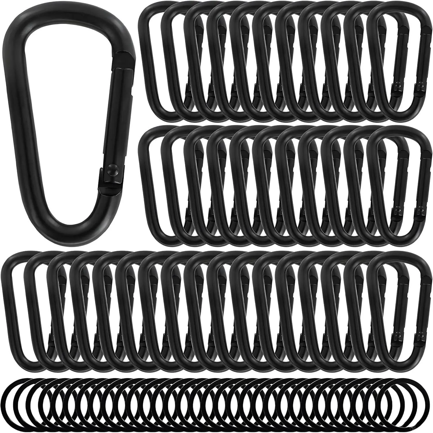 13 Colors Heavy Duty Aluminum D Carabiner Clips & Key Rings Black & Sliver Corrosion Resistant Keychain for Keys Outdoor Sports Hiking Camping Fishing & Hanging Gear