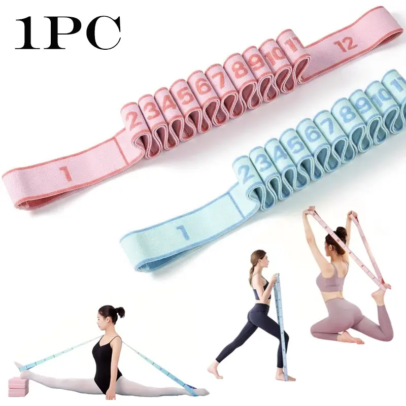 1pc Segmented Yoga & Dance Resistance Band, 12-Loop Multi-Purpose Stretch Band, Fitness Bands, Workout Bands, Ideal for Home Gym, Pilates, and Travel