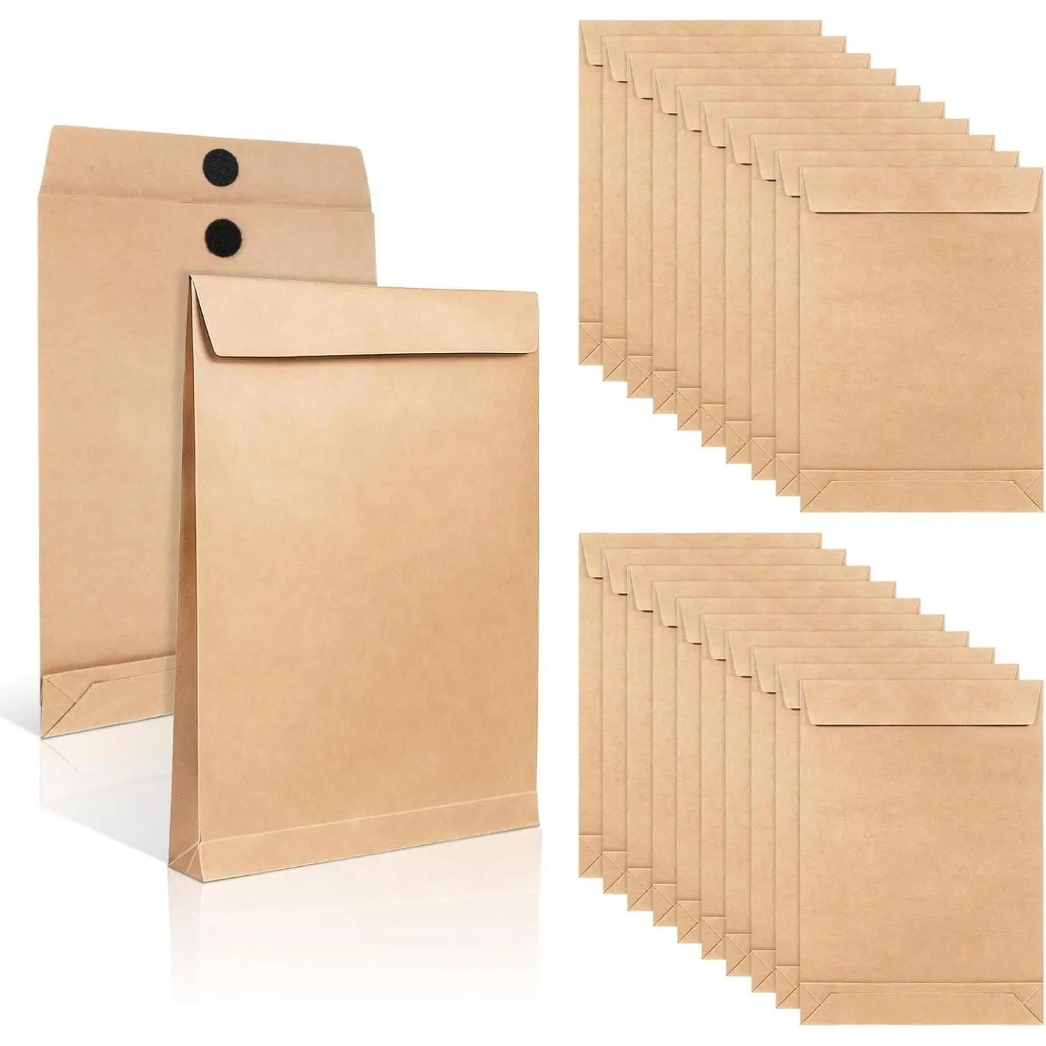 20Pcs 10x13 Big Envelopes for Document Expandable Envelopes Large Brown Paper Envelope Big File Catalog Mailing Envelope for Office Business Paper File Documents Storage Kraftpaper