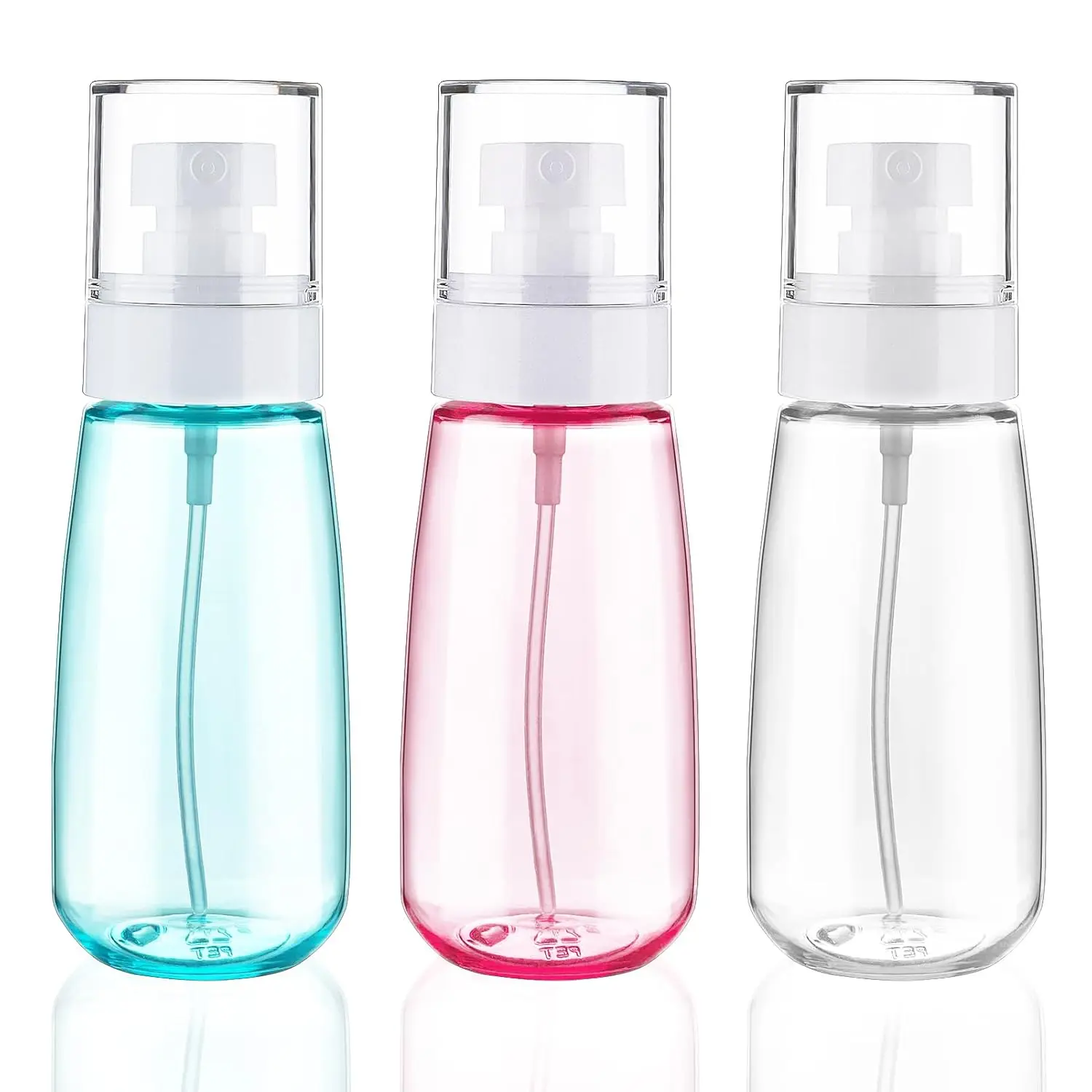 3Pcs Travel Mini Spray Bottles, Refillable PET Fine Mist Empty Sprayer Bottles, Portable Leakproof Cosmetic Containers for Perfume Toner Makeup Skincare