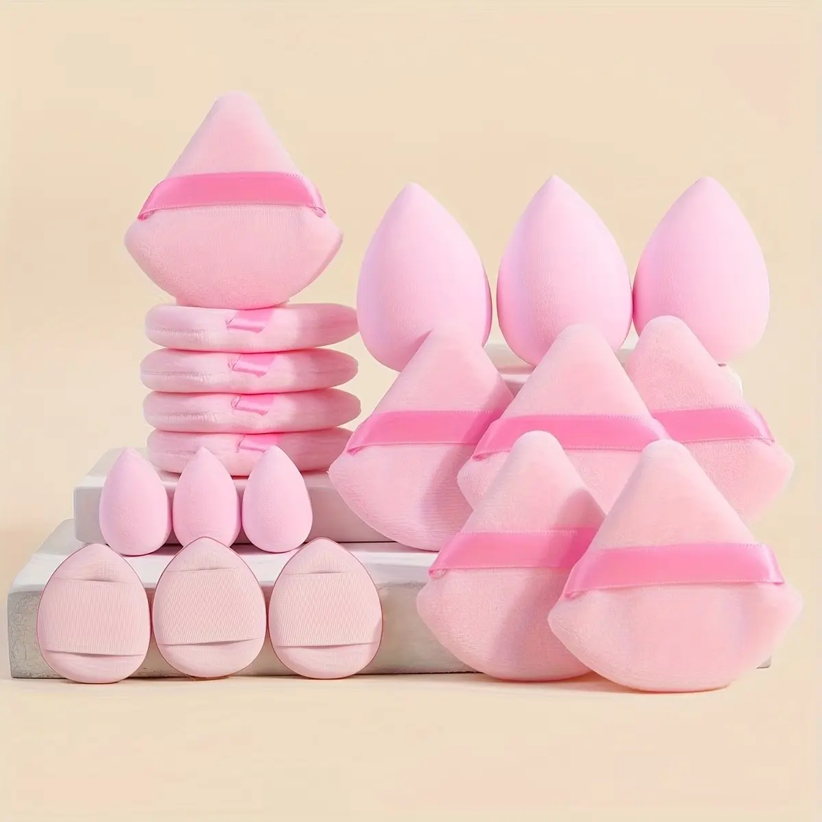 19-Piece Makeup Tool Set, Water Drop Beauty Sponge, Mini Liquid Foundation Sponge, Triangle Powder Puff, Cushion Puff for Face Makeup, Makeup Sponges, Blending Sponge