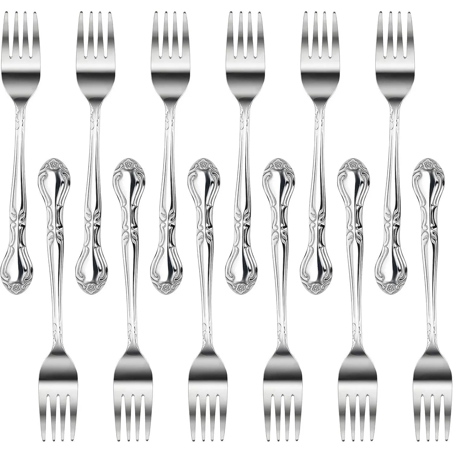 Rose Pattern 18/0 Stainless Steel Salad Fork, 6.2-Inch, Set of 12, Commercial Grade