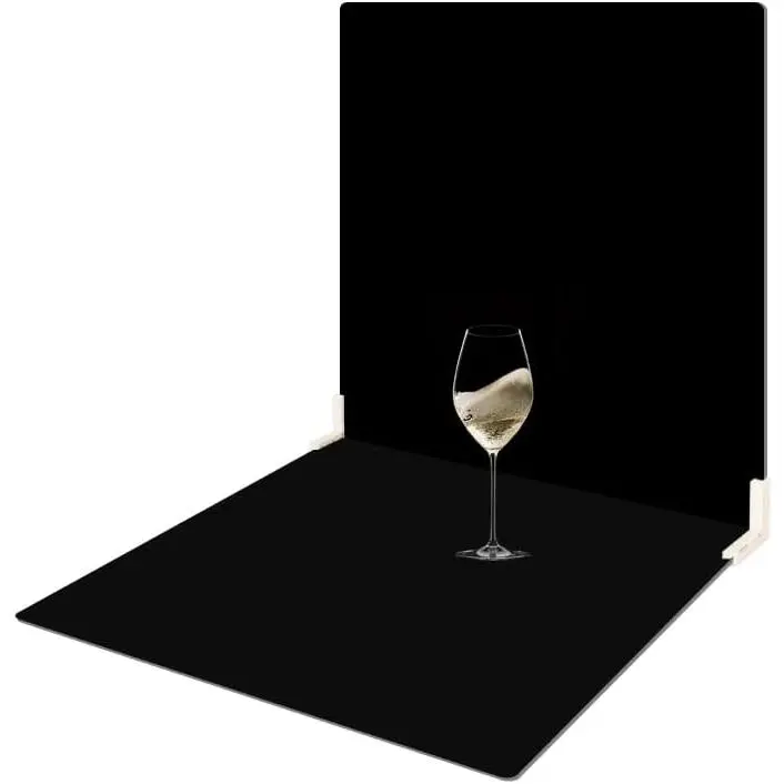 2 count Photo Backdrop Boards, Double Sided Black Flocking and White PVC Background for Photography with 2 count Bracket for Flat Lay, 16x12 Inch Product Photography Backdrops