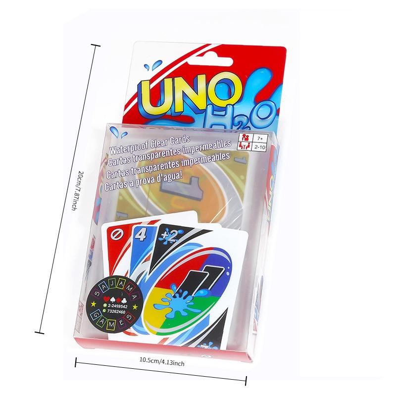 IN STOCK Board Games UNO H2O Card Game WaterProof Pressure Proof PVC Plastic Transparent Kids Toys Playing Cards Family and Friends Gathering Supply