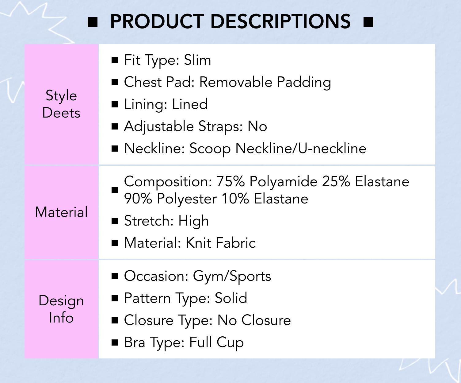 Cider Scoop Neckline Solid With Removable Padding Active Bra