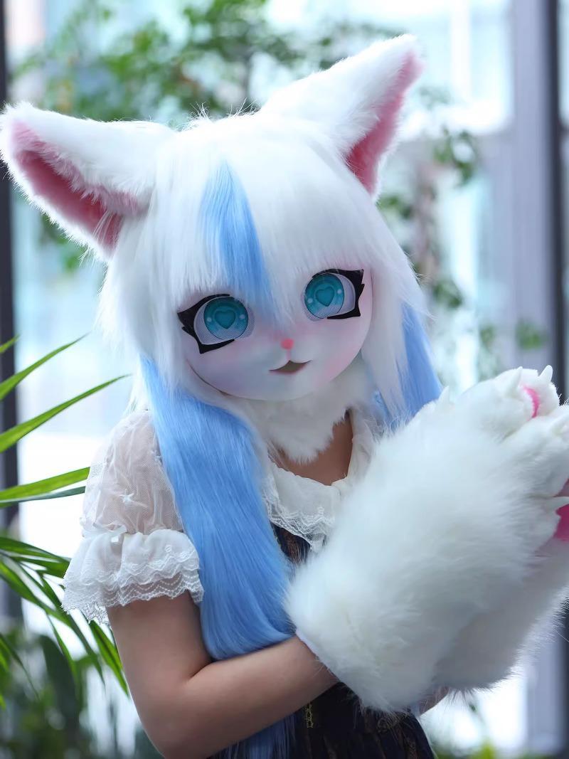 Cute Fursuit Kigurumi Headset Furry Animal Cosplay Costume Paws Kig Comiket Furries Rubbit Doll Cat Comiket Furries Doll Costume