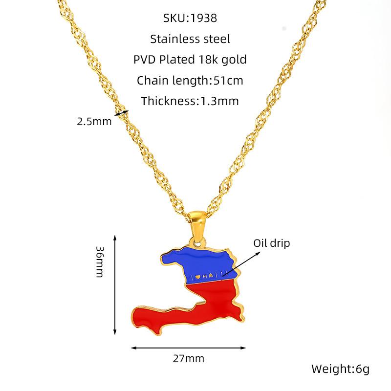 Various Countries Map Pendant Necklace Jewelry, Stainless Steel Necklace