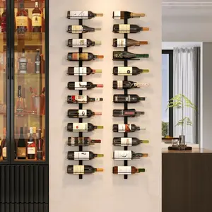 24 Bottles Wall Mounted Wine Rack, Detachable Wall Hanging Bottle Holder, Use as One or Four, DIY Display, Storage Racks for Wine, for Restaurant, Bar, Cellar Bar Cabinet