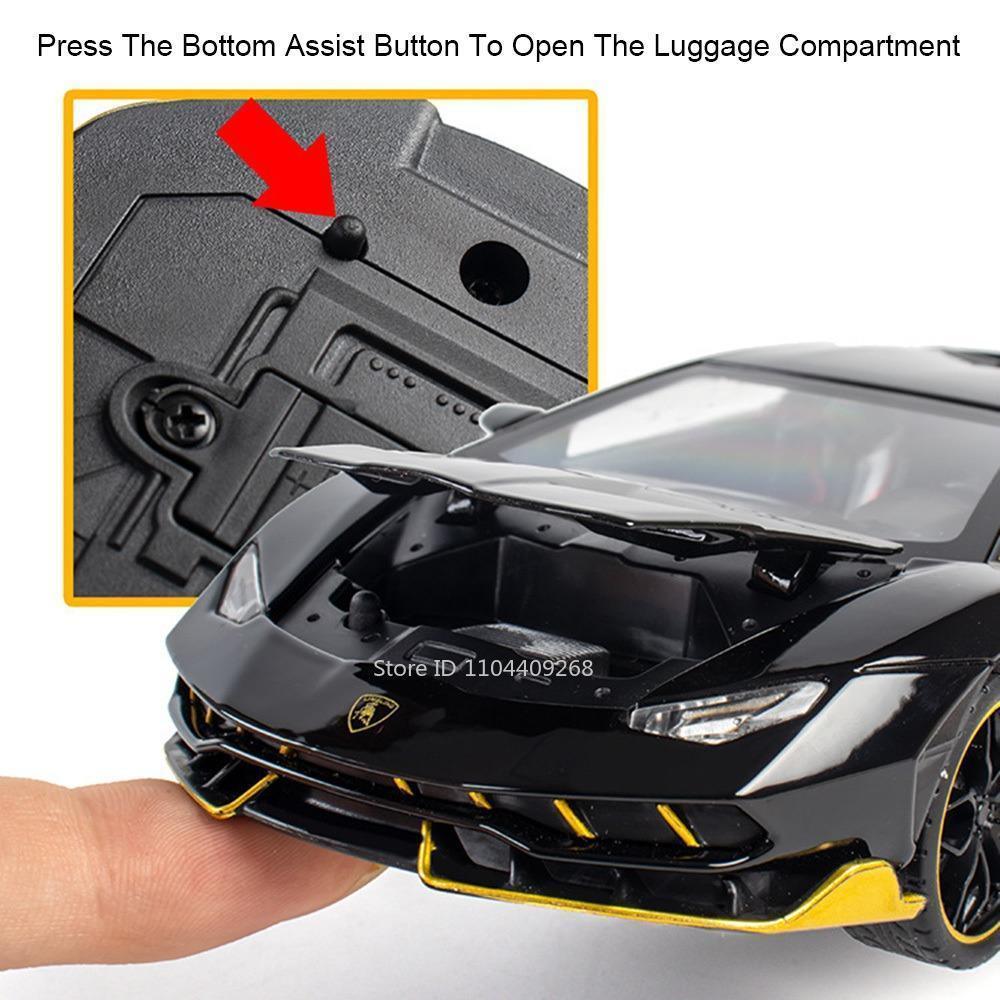 1:24 Scale Lambor LP770 Revuelto Sports Car Model Toy Alloy Diecast Sound Light Supercar Vehicles Models Boys Birthday Gifts