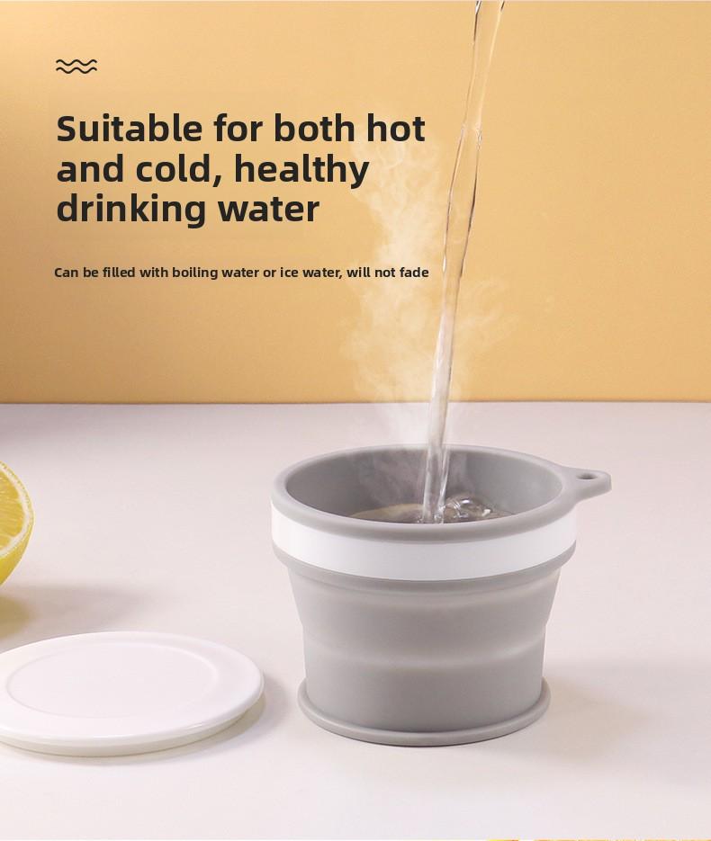 New Silicone Foldable Water Cup with Hook Portable Travel Coffee Mug Outdoor Camping Hiking Teethbrush Cup for Business Trip