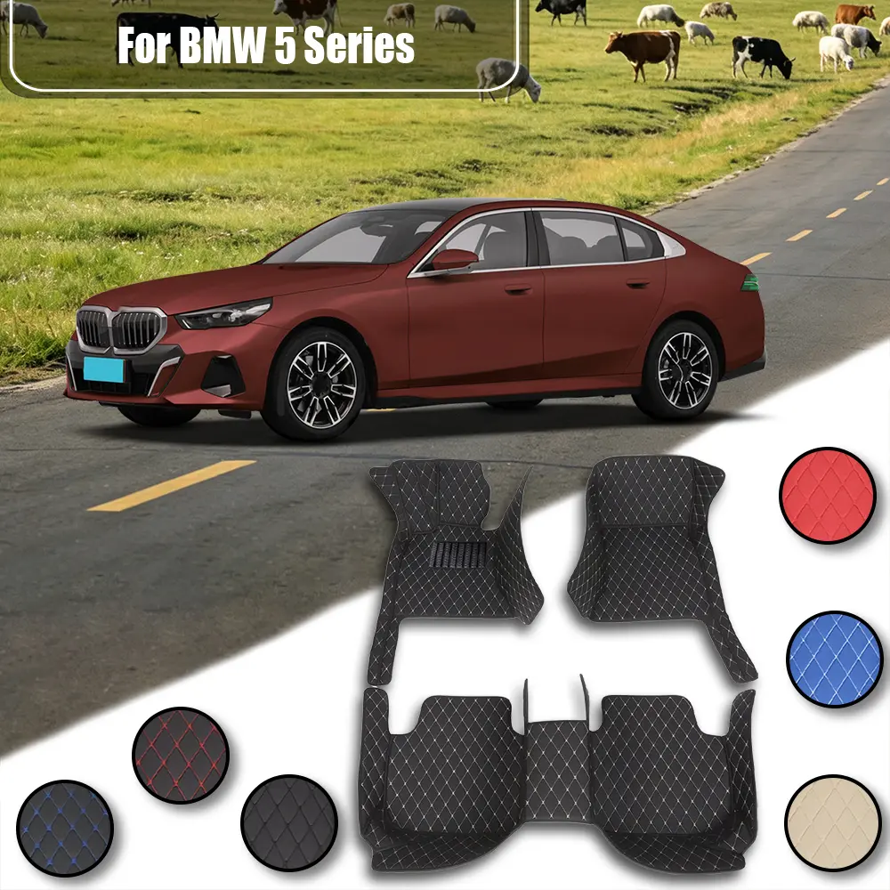 For BMW 5‑Series E60 2004-2010 Left wheel drive car floor mat, made of PU leather material and equipped with 360 degree high edge protection, with a non jamming throttle design, suitable for heavy weather, detachable and easy to clean