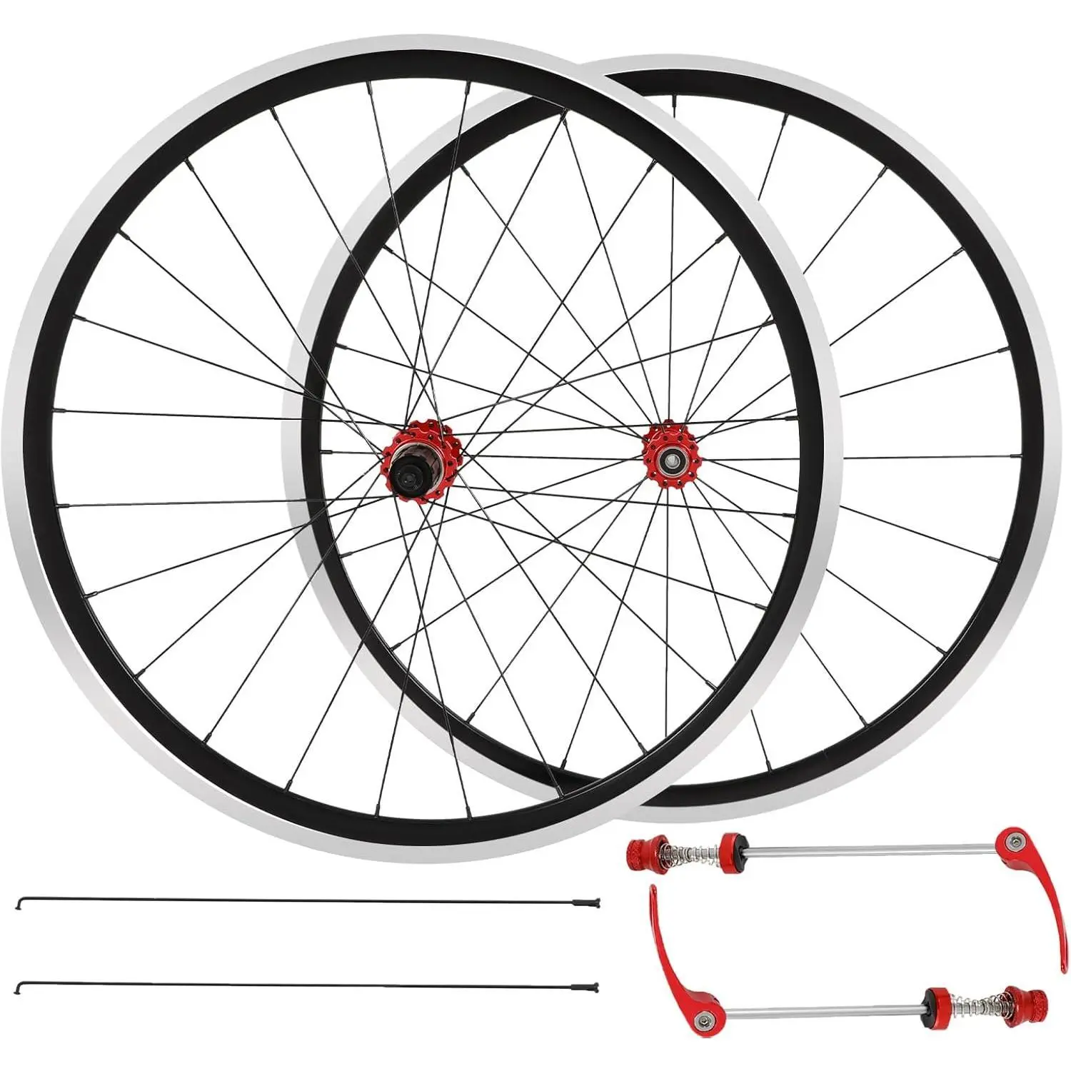 700C Road Bike Front Rear Wheelset, Bicycle Wheel Clincher Rim C/V Brake Ultra-Light Double Wall Aluminium Alloy Bike Wheels, 7-12 Speed Hub Accessories for HG Shimano Altus Wheels (Front 20 Rear 24)