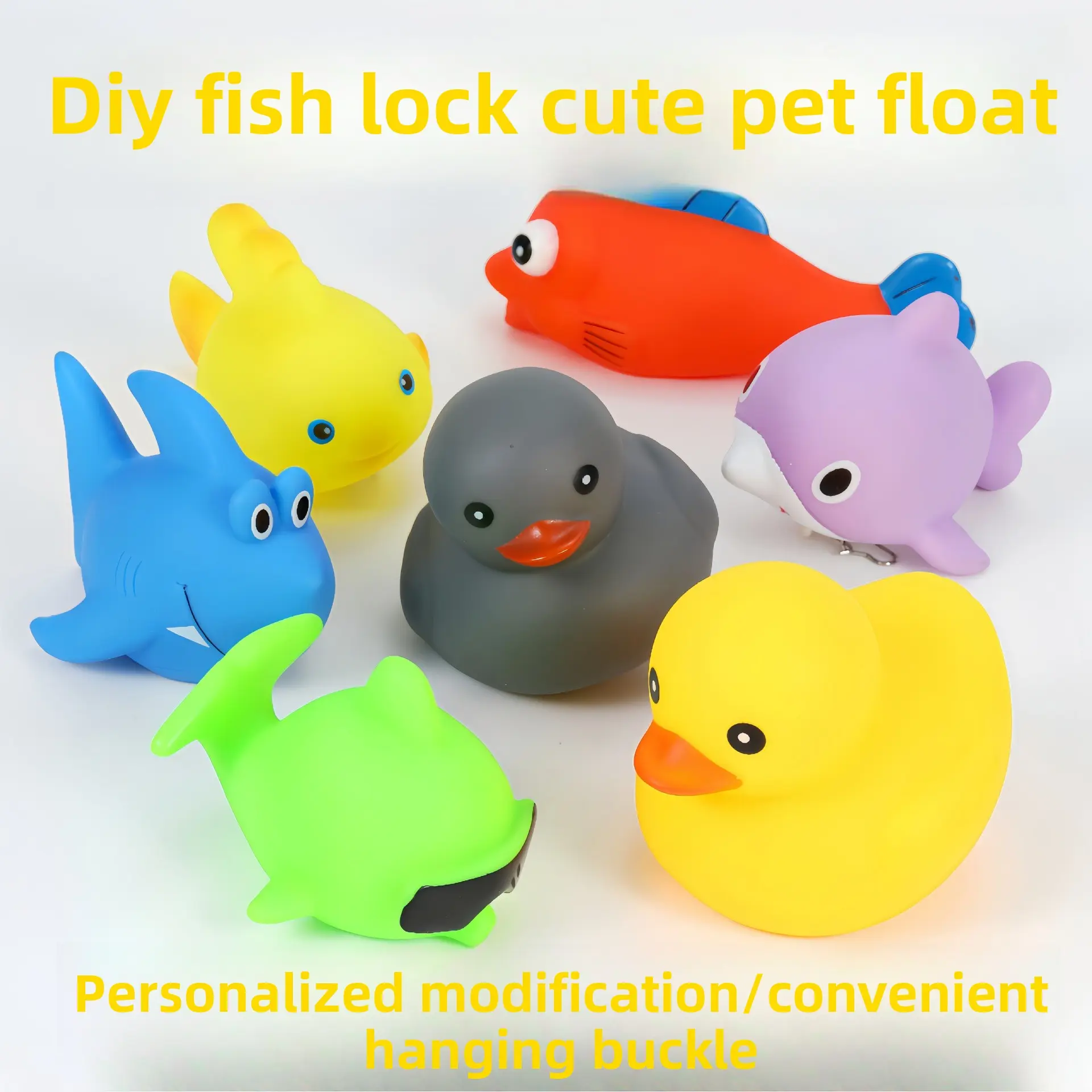 DIY Lure Fish Stringer Float Accessories, Red Fish‑Lock Buoy, Yellow‑Duck Diving Float Kit