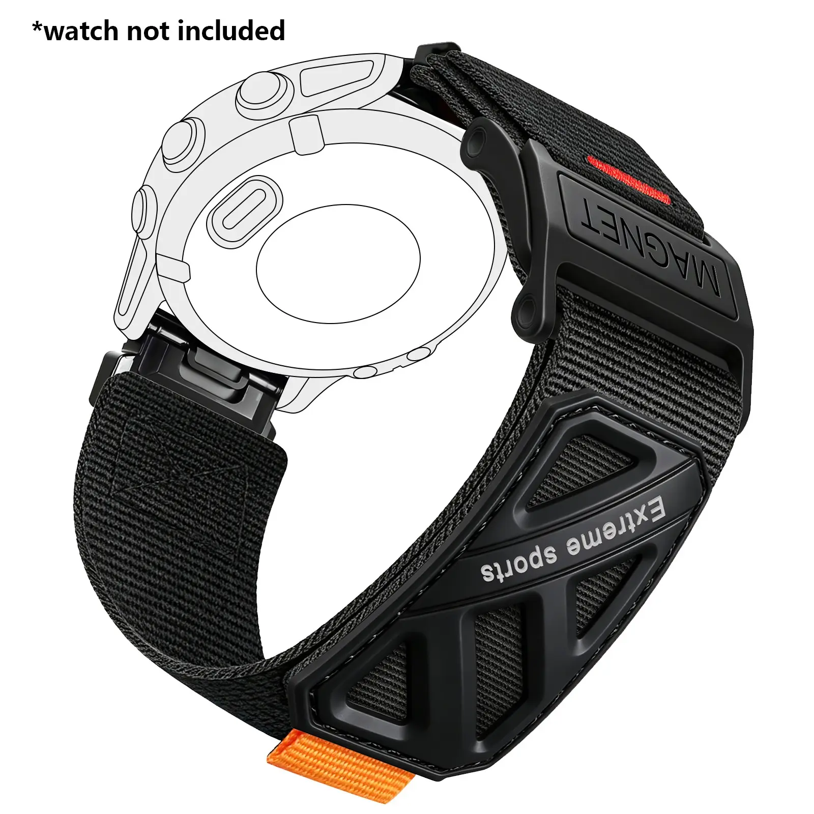 Magnetic Clasp Watch Strap Compatible with Garmin, 22mm/26mm Men's Nylon Band, Quick Release, Fits Fenix 8/7/7x/6/5, Epix Gen2, Enduro3, Forerunner 935 945, Tactix 7, Quatix