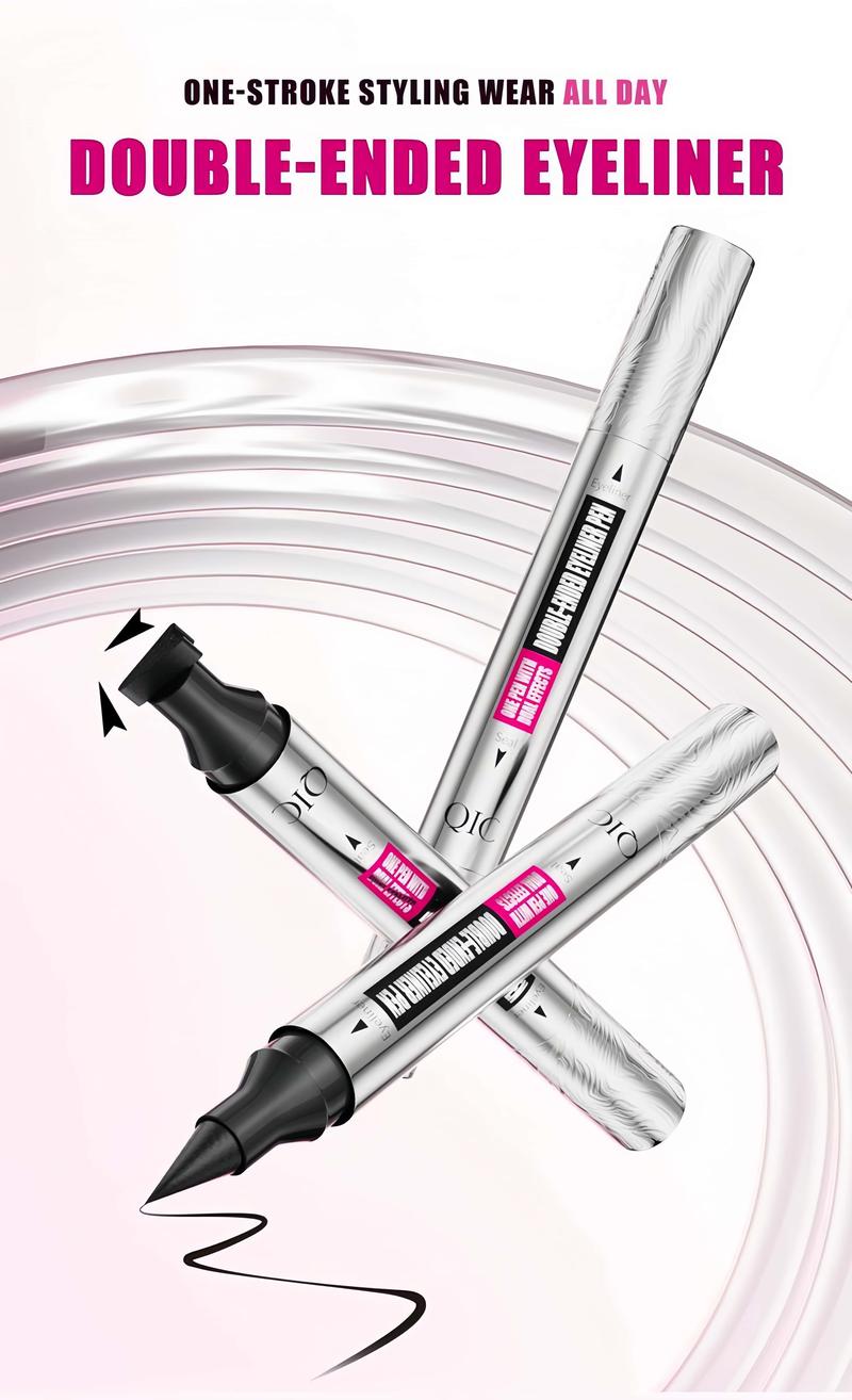 2 in 1 Double-Ended Stamp Eyeliner black - Quick eyeliner stamp-Waterproof, Sweatproof & Smudge-Proof, Long-Lasting Black Tint Wingliner, Easy and Simple Eye Makeup- Lush Lens