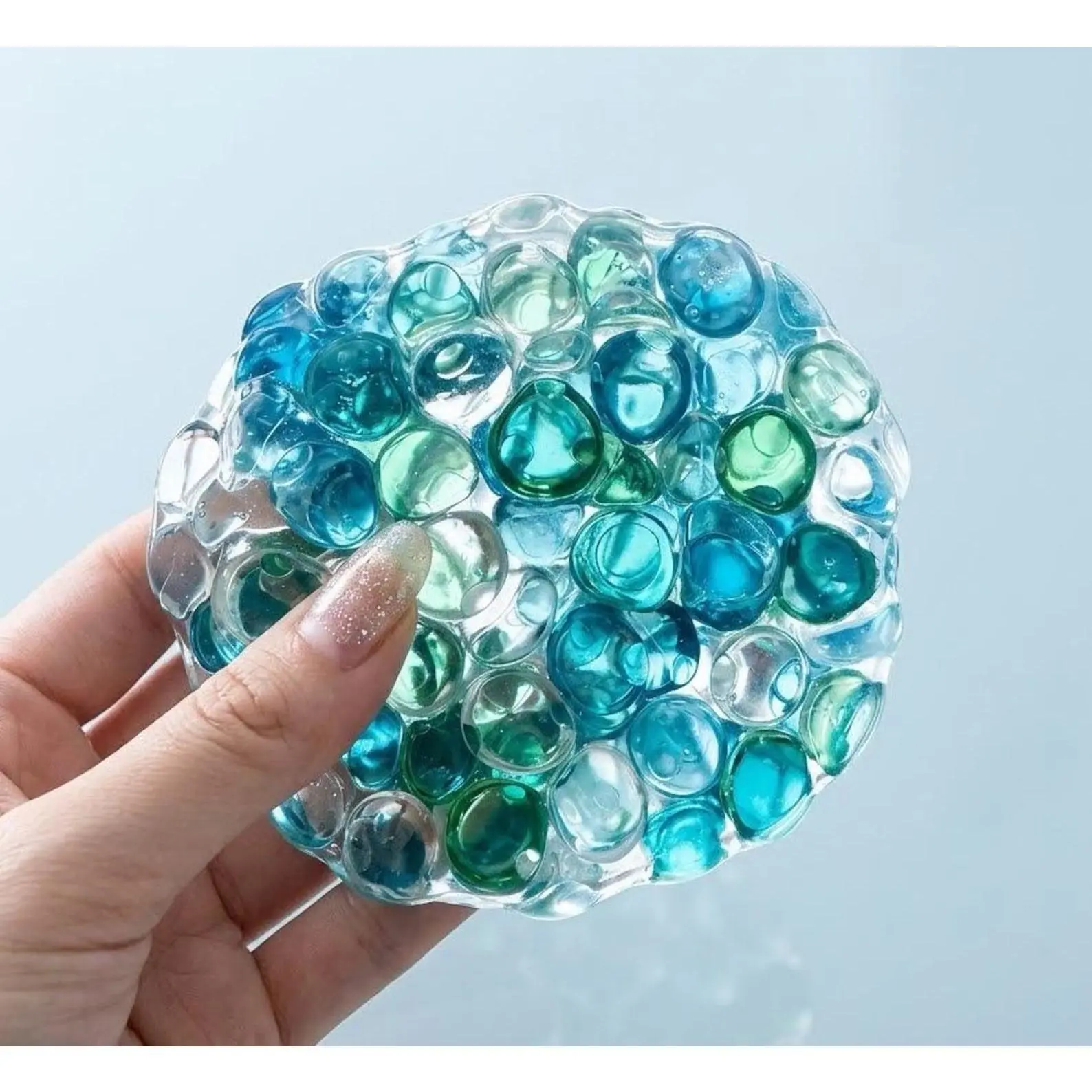 Jewel Stress Ball | Crunchy Sensory Beads | Moldable Gemstone Fidget Toy | Anxiety Relief Tactile Gift ｜ Taba Squishy