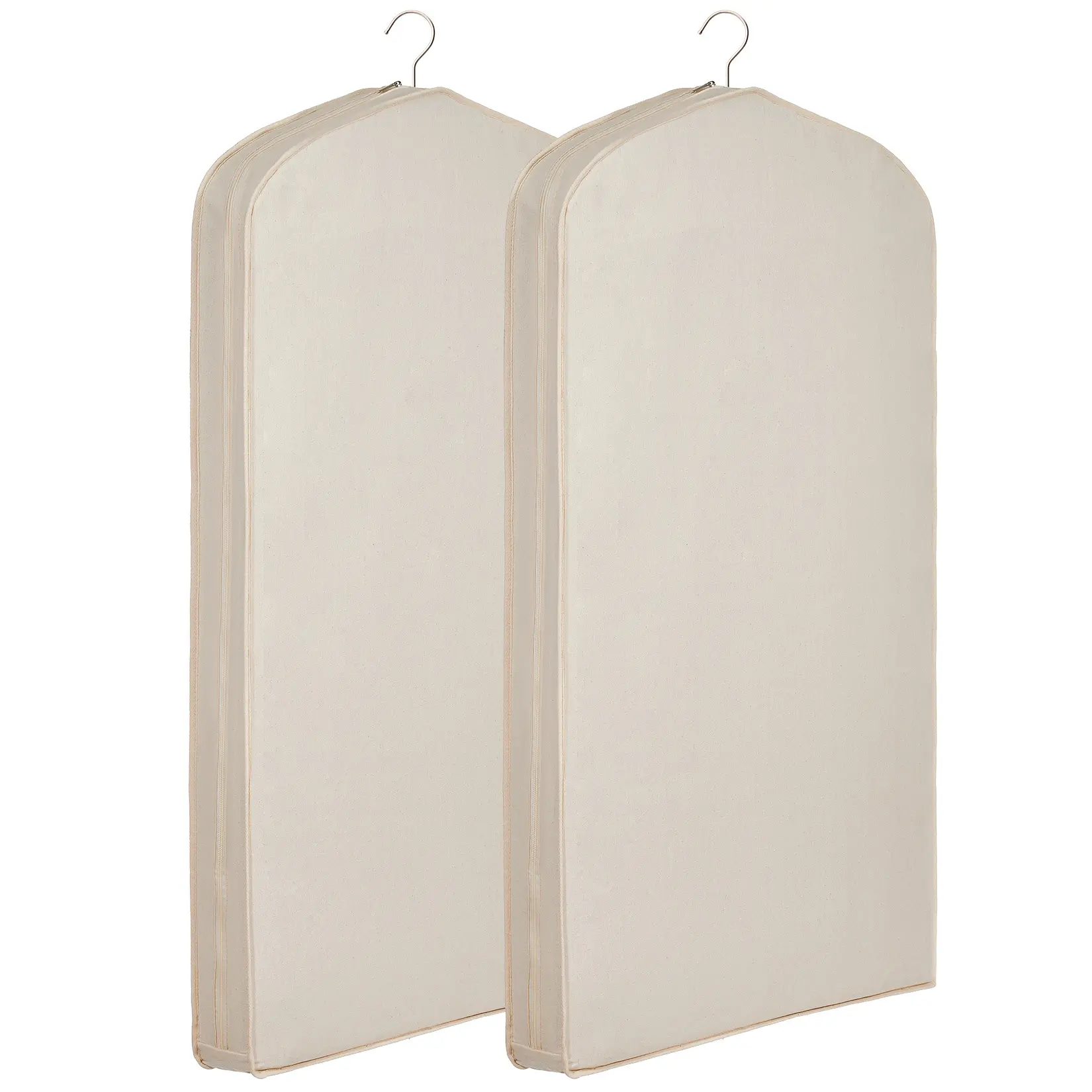4 Pack Cotton Hanging Garment Bags Breathable Suit Bags for Closet Storage 42.5x23.6 inch Clothes Covers for Suits Dresses Coats and Business Travel Beige