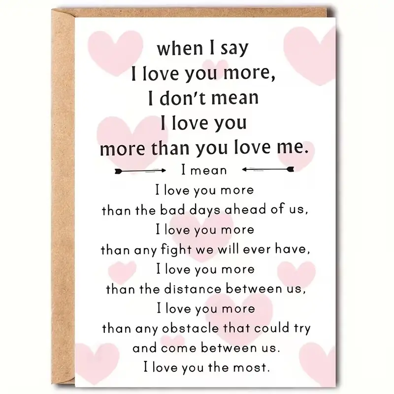 1 SET of romantic Valentine's Day cards with envelopes, featuring a “I Love You Most” heart design and a personalized fantasy theme, made of paper, perfect for Valentine's Day, birthdays, anniversaries, and Christmas gifts.
