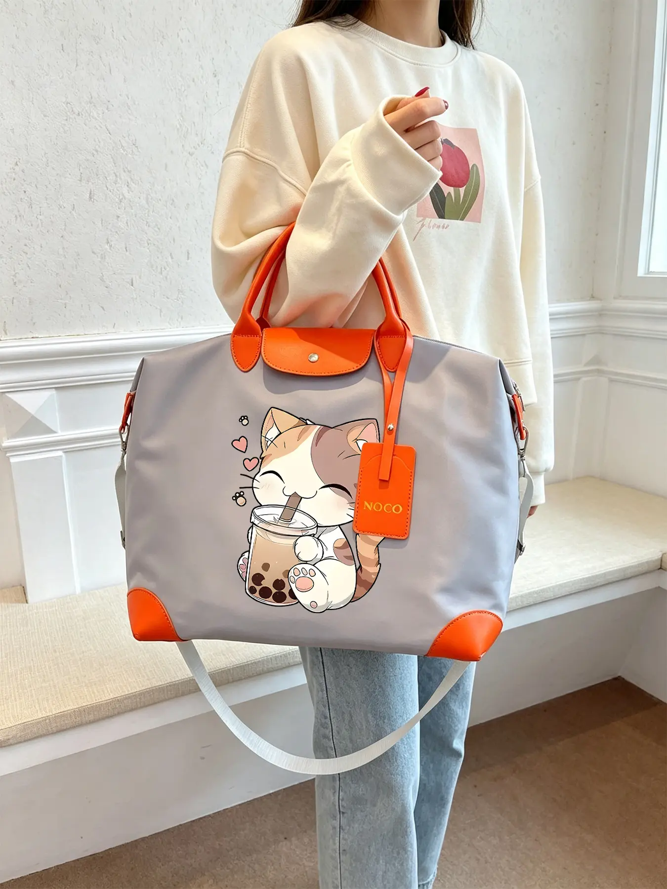 Cute Cat Pattern Handbag, Durable and Large-capacity Tote Bag, Can Be Carried By Hand or Worn Crossbody, Suitable for Work and Daily Commuting, and An Excellent Gift Choice