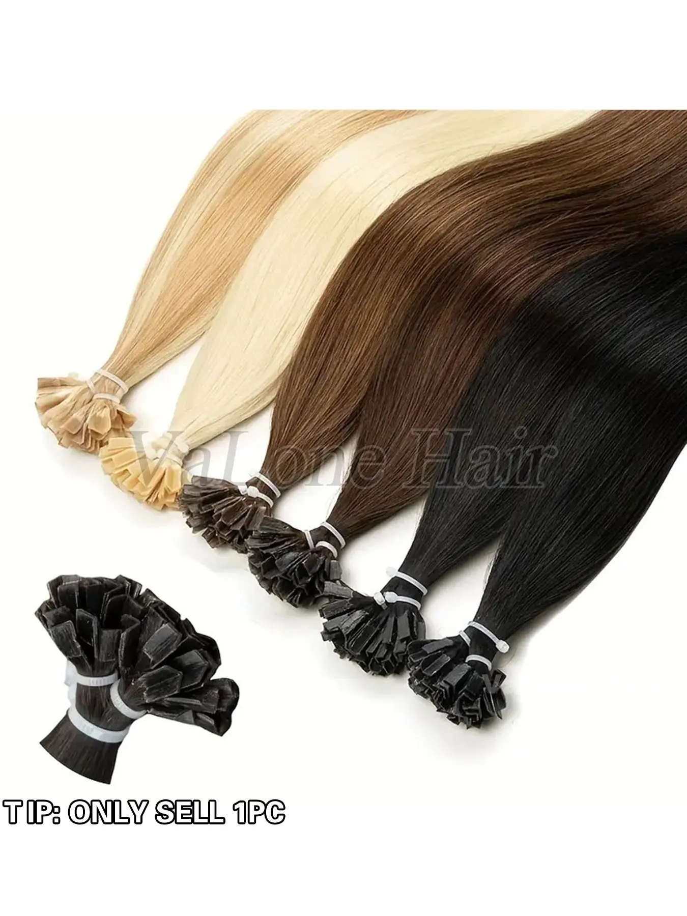 50 Pre-Attached K-Type Straight Extensions, 30g Each, U-Shaped, Keratin Fusion Technology, High-Quality Machine Made, Ktip Human Hair Extensions