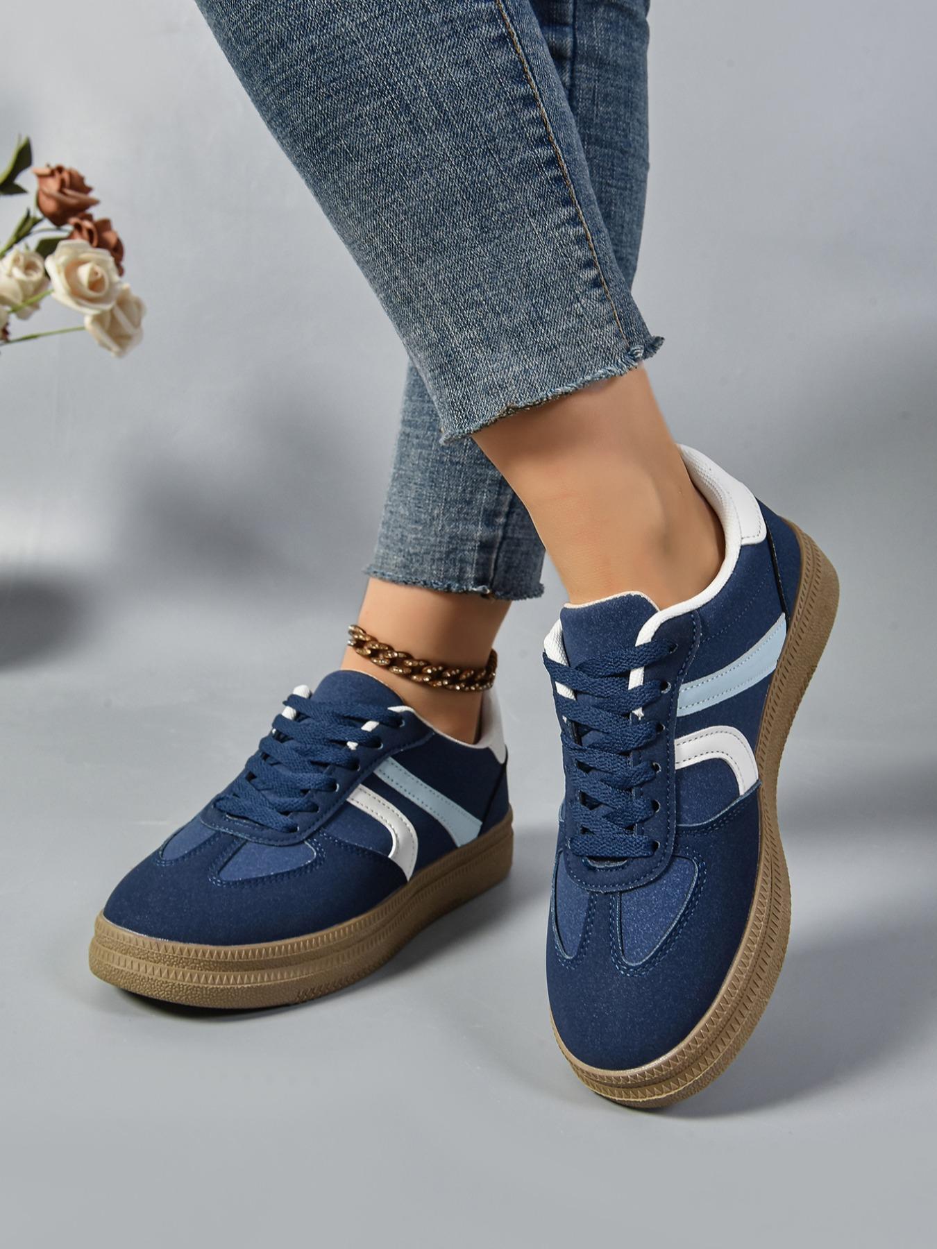 Women's Fashionable Lace Up Low Top Sneakers, Trendy Walking Sneaker, Casual Comfortable Sports Shoes for Daily Wear, Female All-match Round Toe Shoes for Summer