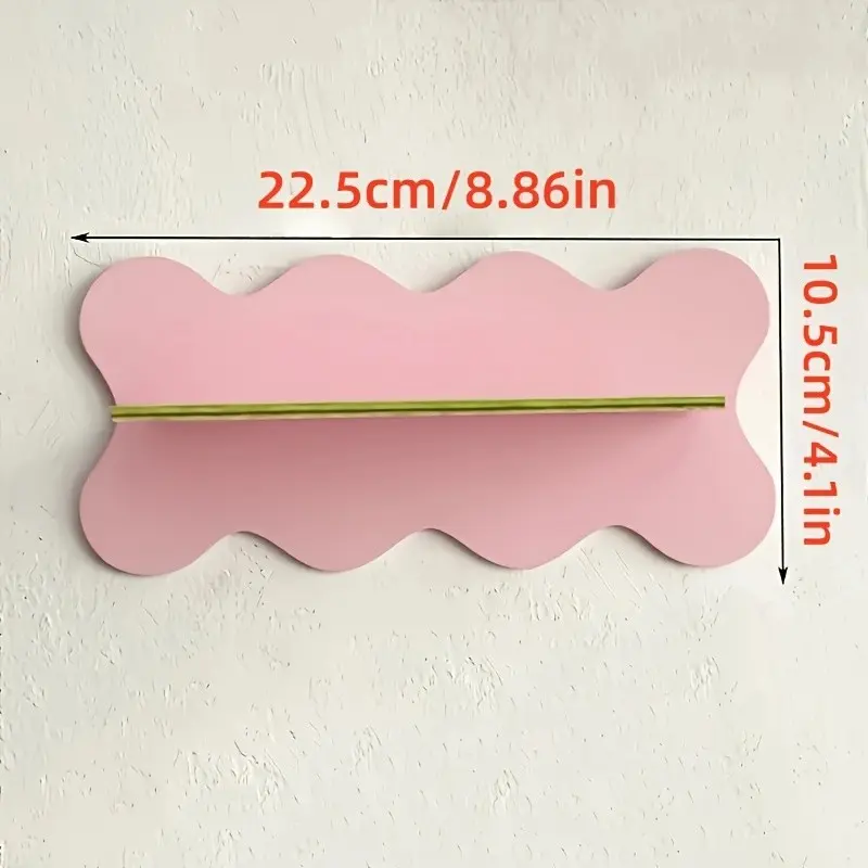 Wave Cloud Wooden Wall Shelf, Pastel Bohemian Decorative Storage Rack, Ideal for Small Plants and Ornaments, Bedroom Living Room Apartment Entrance, Floating Shelf