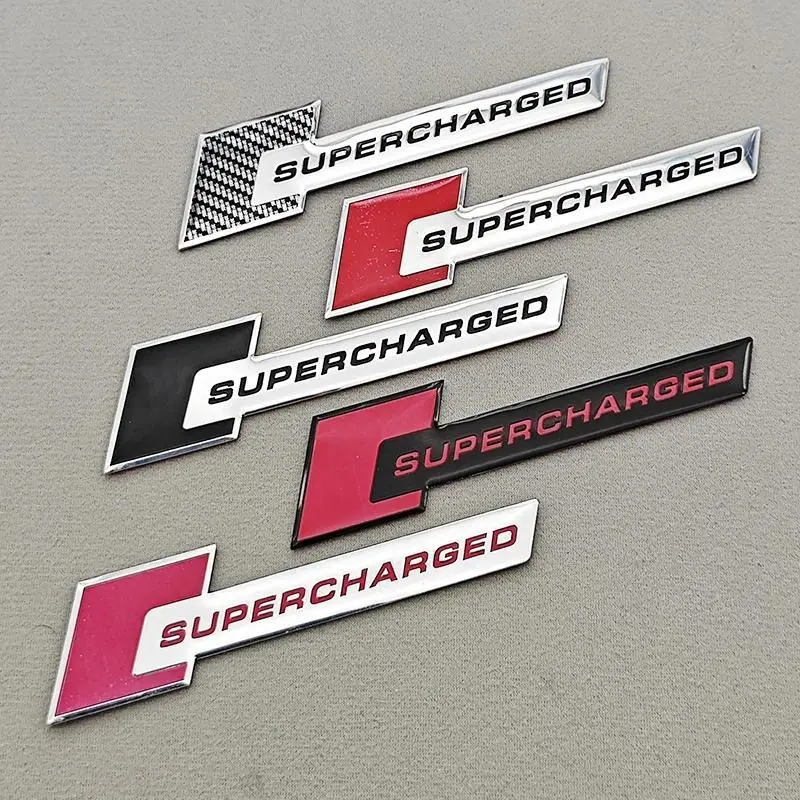 3D Aluminum Car Sticker Emblem SUPERCHARGED Logo Rear Trunk Badge Fender Side Decals For Land Rover Audi  Sport Auto Accessories