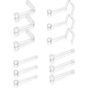 Clear Nose Ring Bioflex for Women and Men,Plastic Clear Nose Studs for Work L Shaped,Body Silicone Piercing Retainer 18g Nose Rings Studs Piercing JewelryGift.