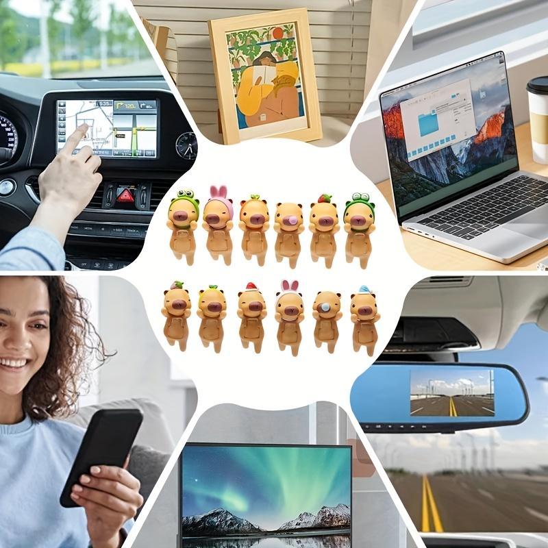 Cute Animal Phone Ornament, Durable Plastic Dashboard and Phone Screen Decoration, Mobile Phone and Car Interior Accessory