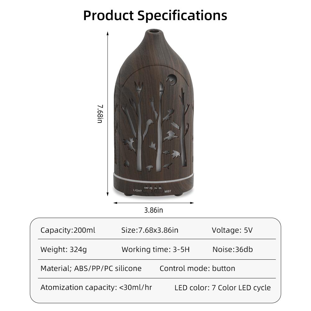 Essential Oil Diffuser with Auto Shut Off, 7 Color Changing LED Lights, Ultrasonic & Quiet