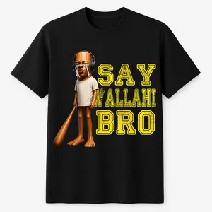 graphic tees Funny Tung Tung Speed Brainrot Say Wallahi Bro Meme T-Shirt