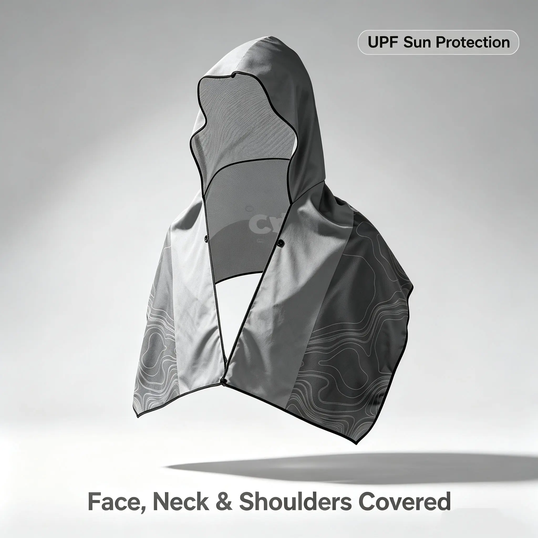 Sports UV-Protection Hooded Shawl Towel - 30x120cm, Quick-Dry, Sweat-Wicking, Lightweight Sun-Shield Neck Head Cape for Hiking, Beach
