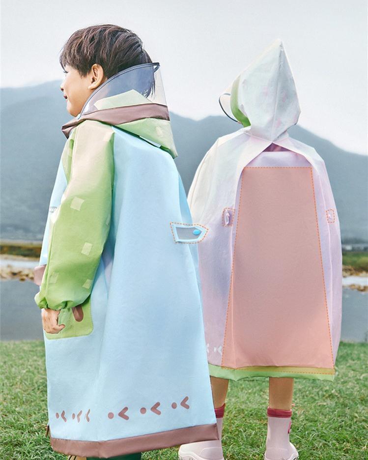 Korean Cute Kids Raincoat Waterproof Children Animal Style Rain Poncho Rain Coat Jacket With Backpack Position Student RainWear