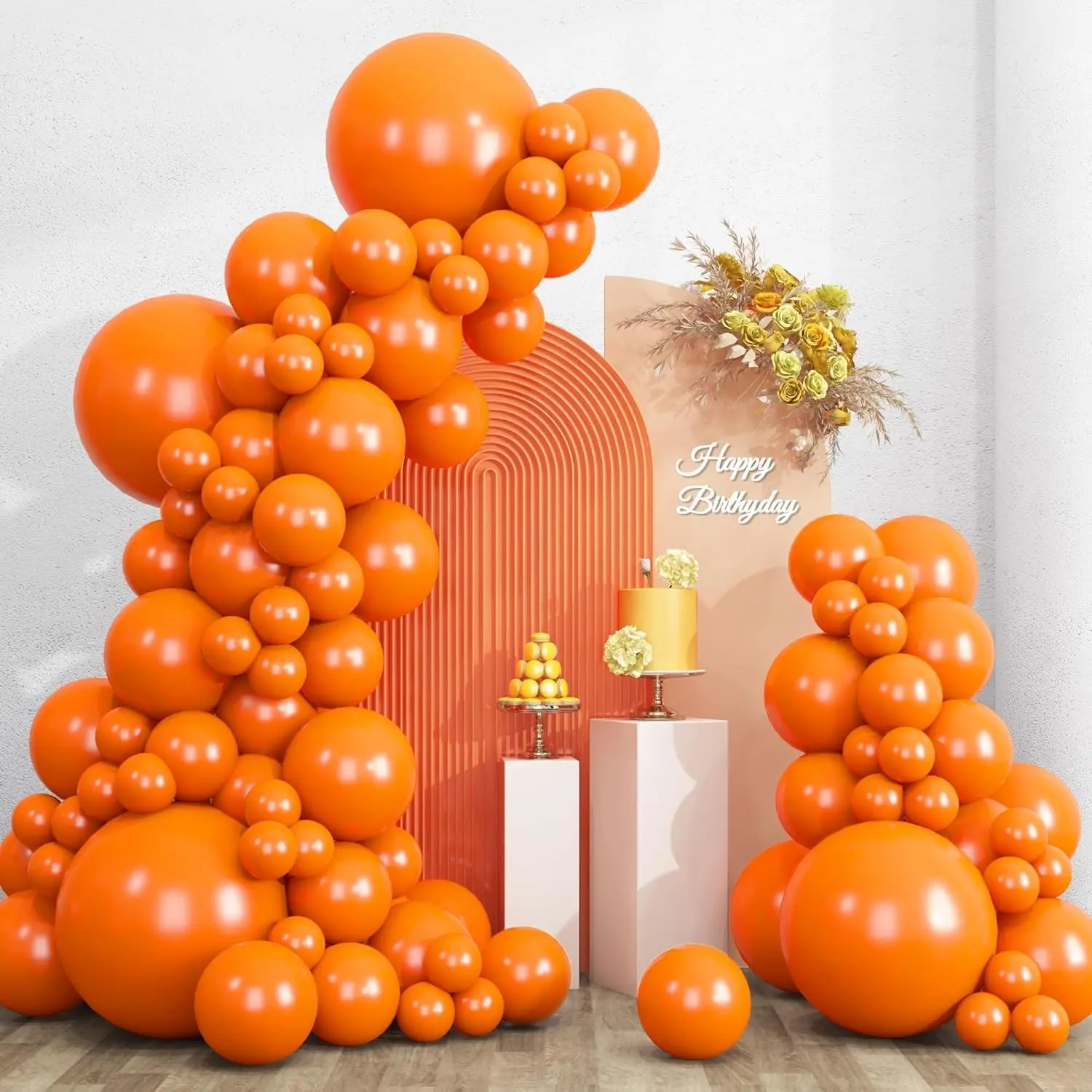 135pcs Orange Balloons Different Sizes 18 12 10 5 Inches, Burnt Orange Fall Balloon Arch Kit Garland for Halloween Party Thanksgiving Baby Shower Birthday DecorationGift