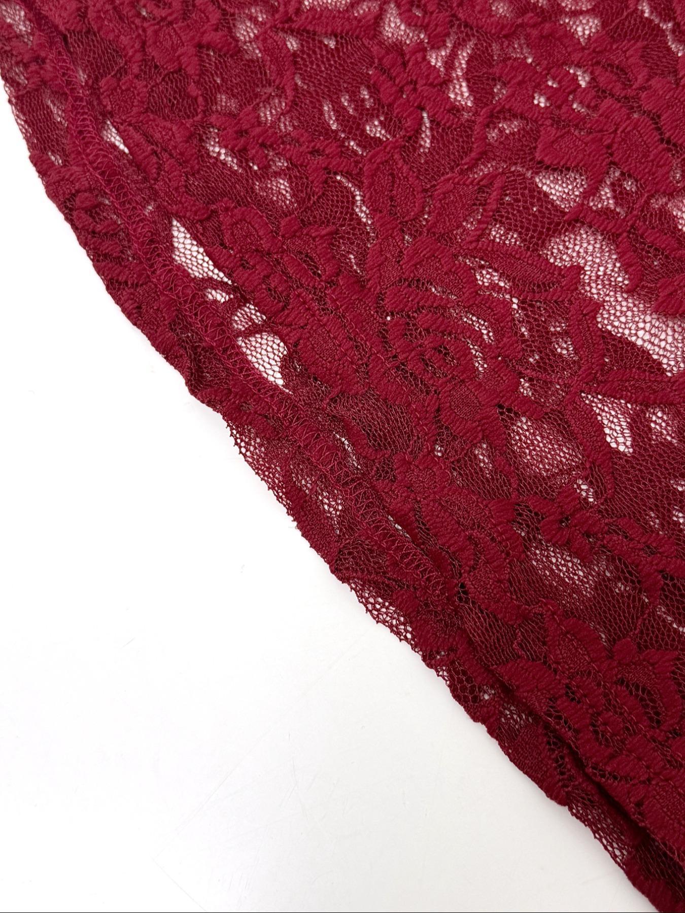 Elegant Women's V-Neck Fan Collar Plain Long Sleeve Slim Fit Lace Blouse, Sexy Style, Perfect for Casual Wear