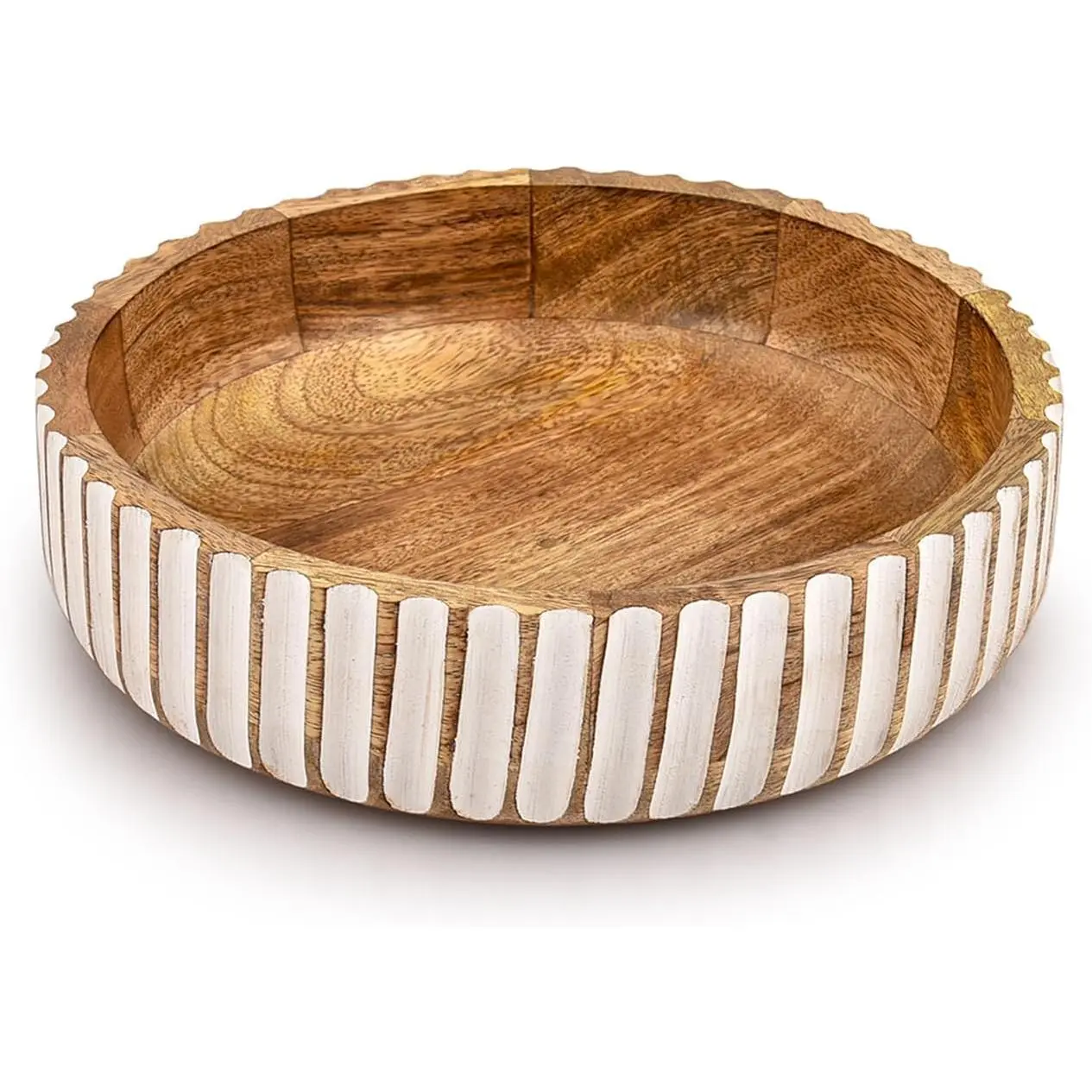 Fruit Bowls Wood Fruit Bowl or Decorative Bowl for Table Décor for Kitchen Counter or Farmhouse Christmas Centerpiece (10" X 10" X 2.5")