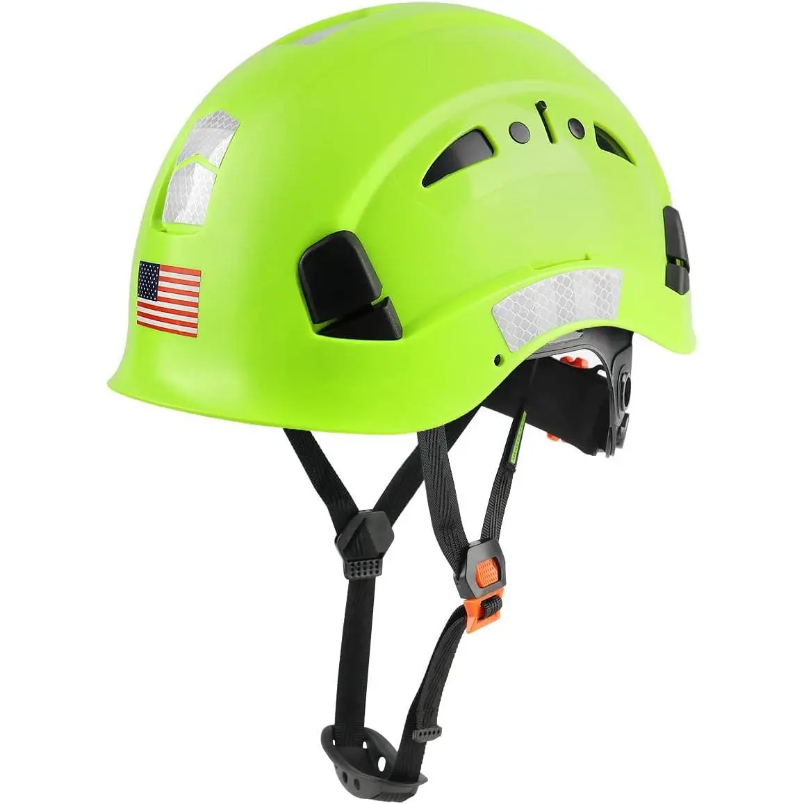 Vented Headgear with 6-Point Suspension, Slide-Open Vents, Quick-Dial Fit 53-63cm, Removable Sweatband, Chin Strap, Reflective Trim, ABS Shell – Active Work & Outdoor Use