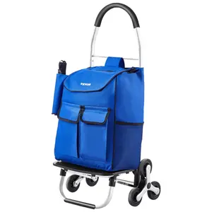 VEVOR Stair Climber Trolley Dolly, 36L Folding Shopping Cart, Grocery Cart Trolley Laundry Stair Climbing Handcart with 6 Wheels & Oxford Cloth Bag, Foldable Cart for Shopping Grocery Laundry Climbin