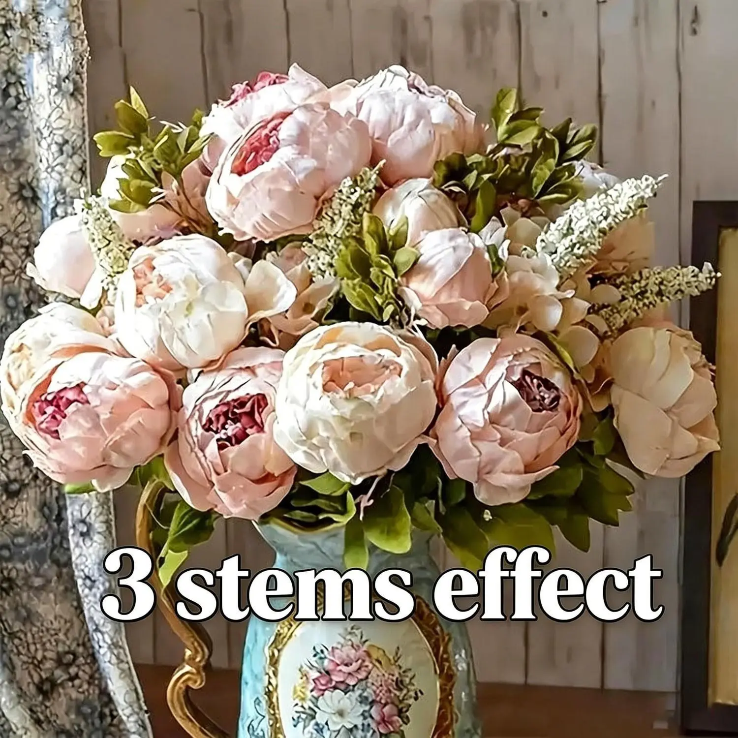The new 3-piece artificial peony bouquet, featuring romantic artificial peonies for home decoration. Suitable for gifts on Teacher's Day, Halloween, Christmas, Mother's Day, and for decoration at wedding parties and anniversary celebrations.